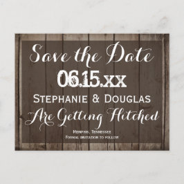 Antique Wood Rustic Save the Date Postcards Meddelande Vykort