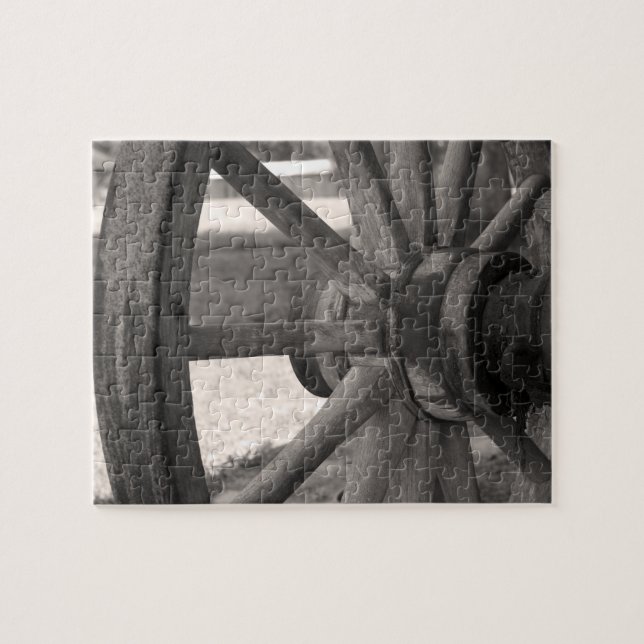 Antique Wooden Wagon Wheel Pussel (Horisontell)