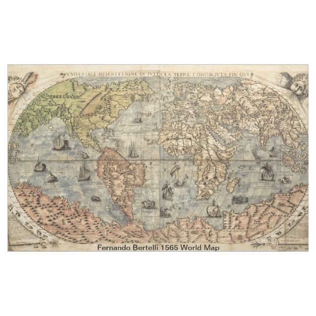 Antique World - 1565 Fernando Bertelli karta Tyg (Yard)