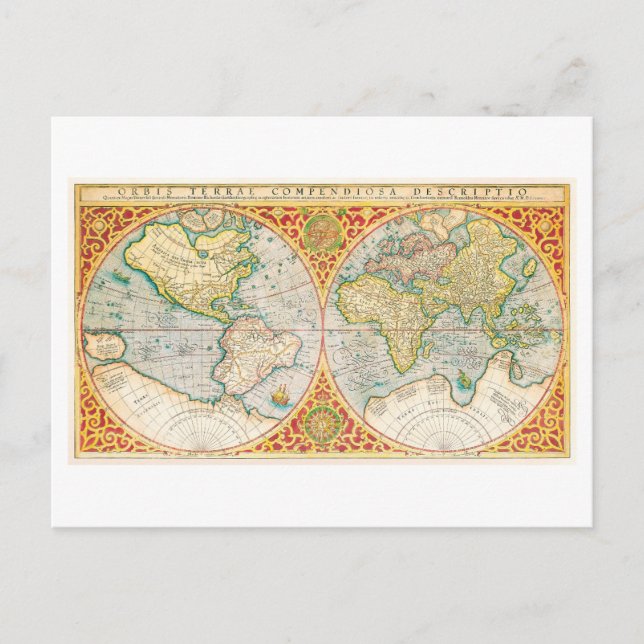 Antique World Map 1637 vykort (Framsida)