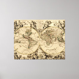Antique World Map, 1694, av Alexis Hubert Jaillot Canvastryck