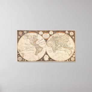 Antique World Map, 1799 (Thomas Kitchen) Canvastryck