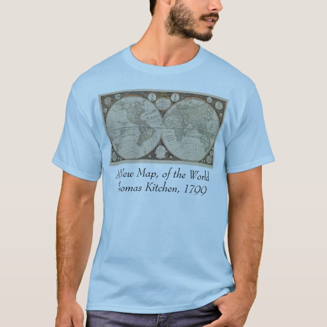 Antique World Map, 1799 (Thomas Kitchen) Tee (Framsida)