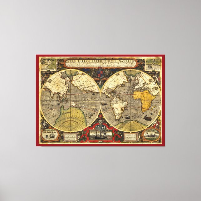 Antique World Map #2 Canvastryck (Framsida)
