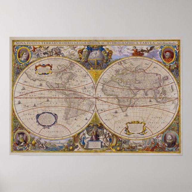 Antique World Map 2 Poster (Framsidan)