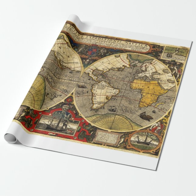 Antique World Map #2 Presentpapper (Utrullad)