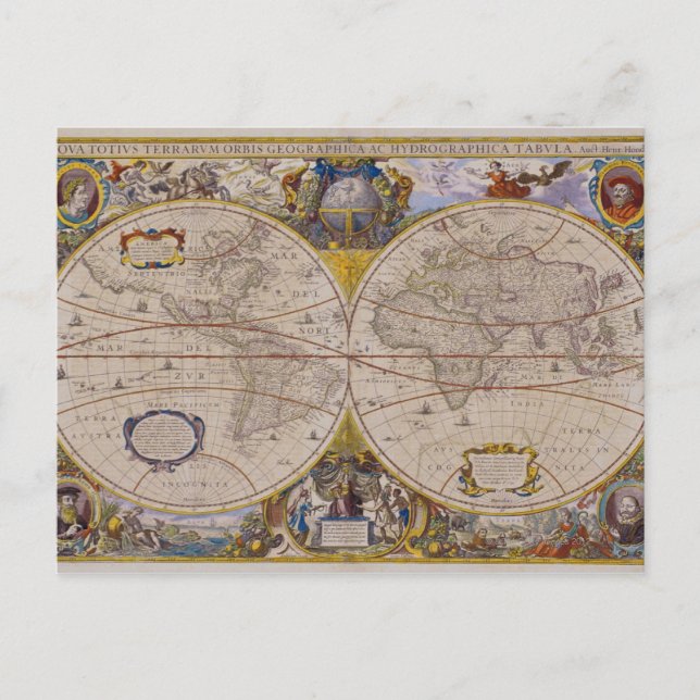 Antique World Map 2 Vykort (Framsida)