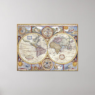 Antique World Map #3 Canvastryck