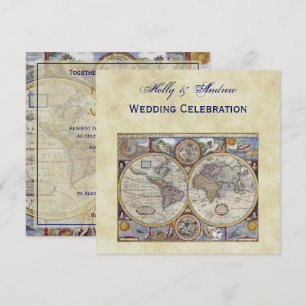 Antique World Map #3, Distress BG #3 Inbjudningar