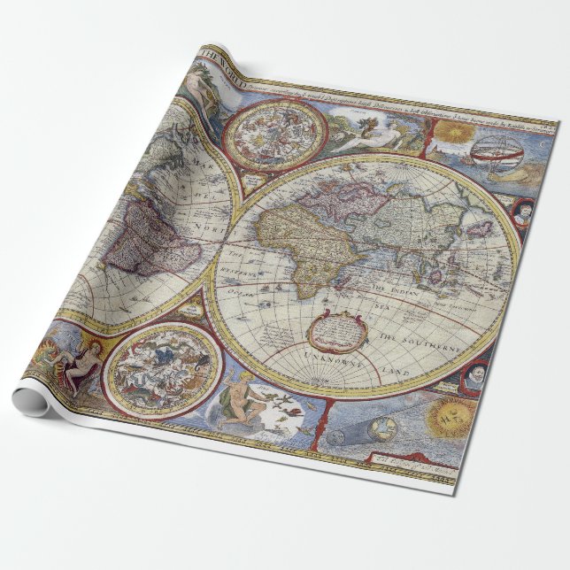 Antique World Map #3 Presentpapper (Utrullad)