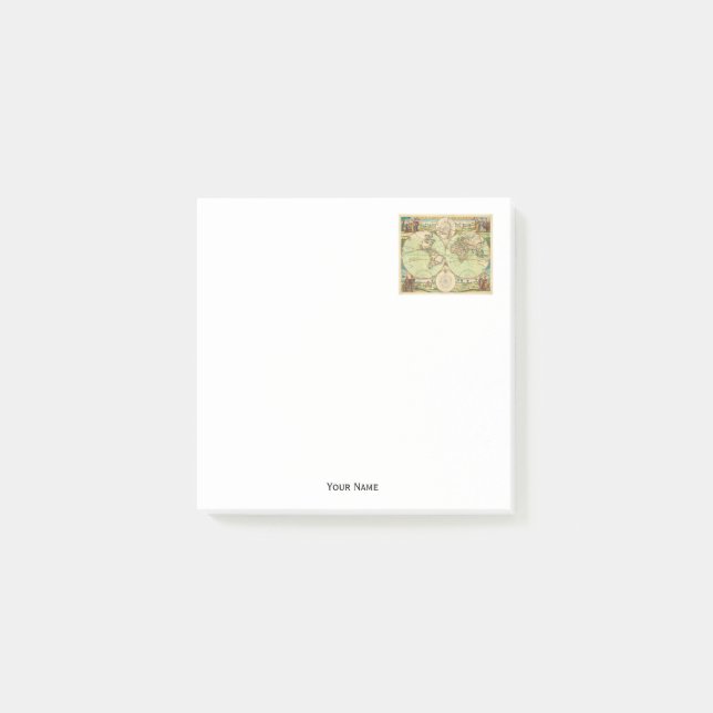 Antique World Map #4 Post-it Block (Framsida)