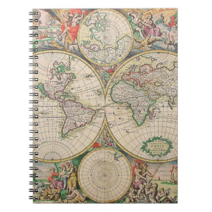 Antique World Map Anteckningsbok