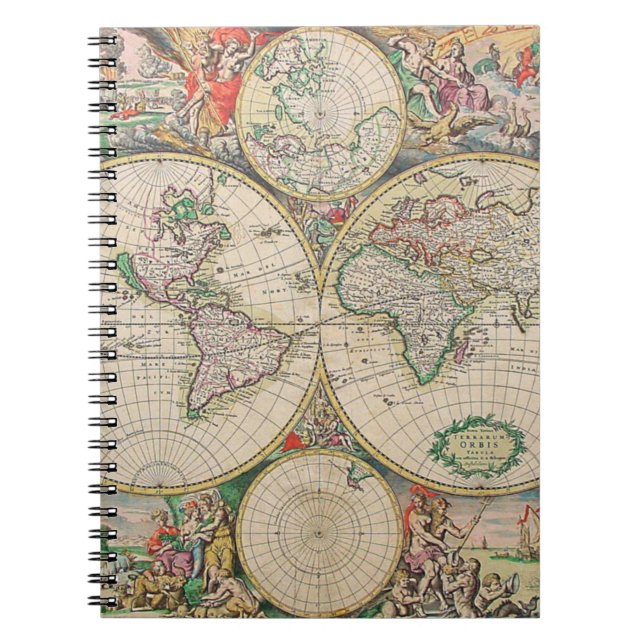 Antique World Map Anteckningsbok (Framsidan)