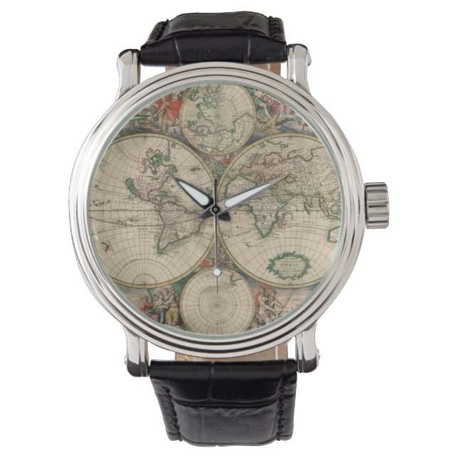 Antique World Map Armbandsur (Framsida)