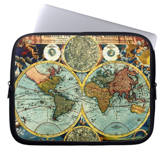 Antique World Map Art Laptop sleeve (Framsidan)