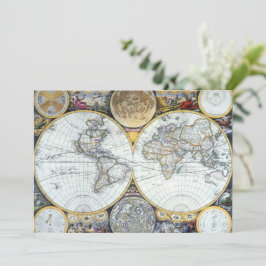 Antique World Map, Atlas Maritimus av John Seller Inbjudningar