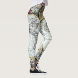 Antique World Map, Atlas Maritimus av John Seller Leggings