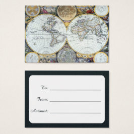 Antique World Map, Atlas Maritimus av John Seller Visitkort