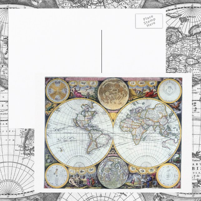 Antique World Map, Atlas Maritimus av John Seller Vykort (Skapare uppladdad)