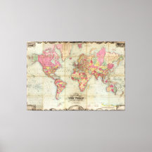Antique World Map av John Colton, circa 1854