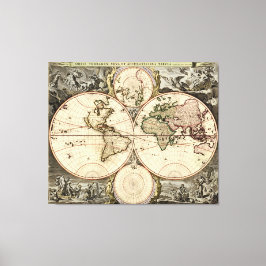 Antique World Map av Nicolao Visscher, circa 1690 Canvastryck