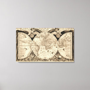 Antique World Map av Philipp Eckebrecht - 1630 Canvastryck