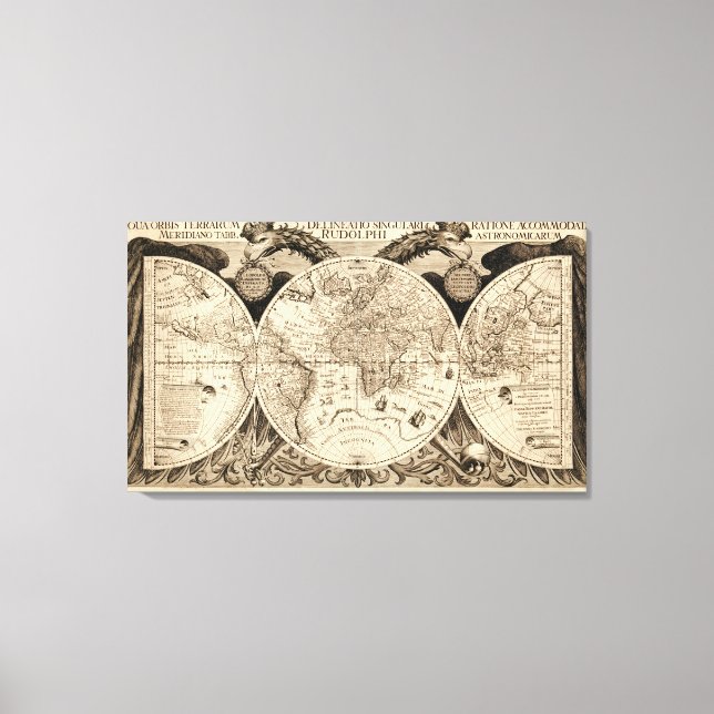 Antique World Map av Philipp Eckebrecht - 1630 Canvastryck (Framsida)