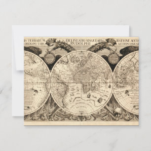 Antique World Map av Philipp Eckebrecht - 1630 Inbjudningar