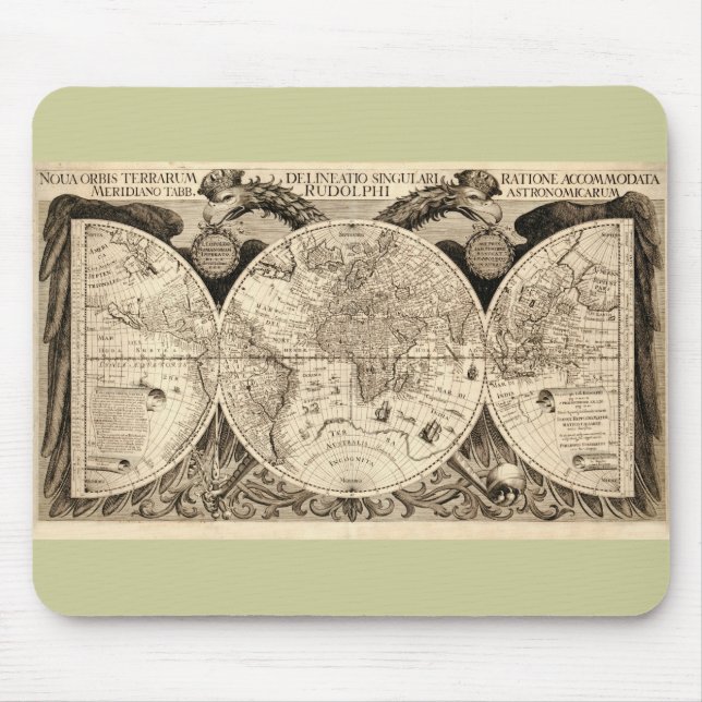 Antique World Map av Philipp Eckebrecht - 1630 Musmatta (Framsidan)
