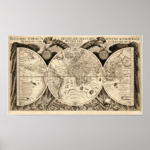 Antique World Map av Philipp Eckebrecht - 1630 Poster