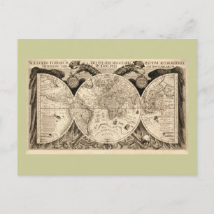 Antique World Map av Philipp Eckebrecht - 1630 Vykort