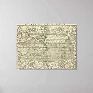 Antique World Map av Sebastian Münster circa 1560 Canvastryck