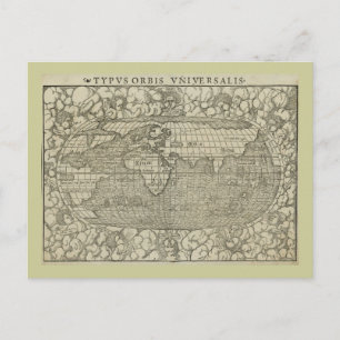 Antique World Map av Sebastian Münster circa 1560 Vykort