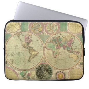 Antique World Map by Carington Bowles, Circa 1780 Laptop Fodral