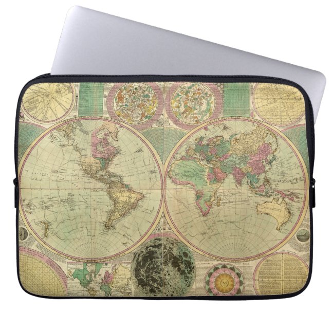 Antique World Map by Carington Bowles, Circa 1780 Laptop Fodral (Framsidan)