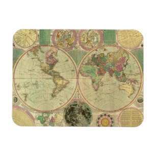Antique World Map by Carington Bowles, Circa 1780 Magnet