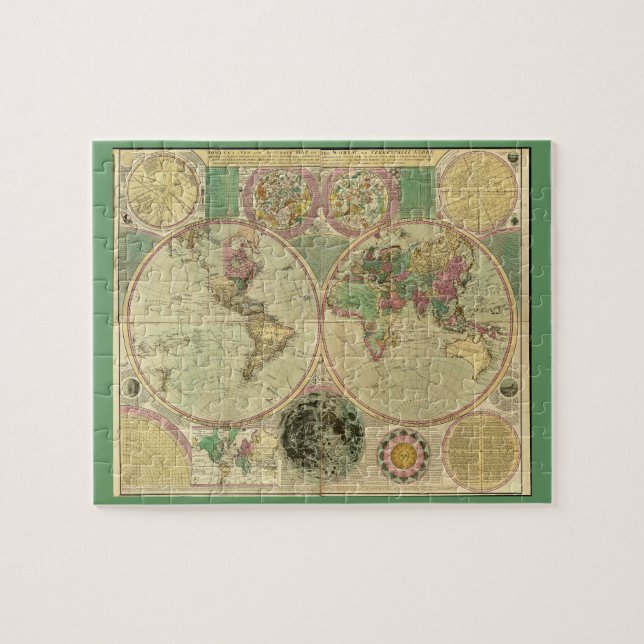 Antique World Map by Carington Bowles, Circa 1780 Pussel (Horisontell)