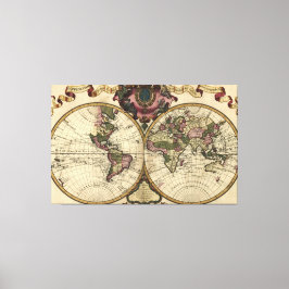 Antique World Map by Guillaume de L'Isle, 1720 Canvastryck