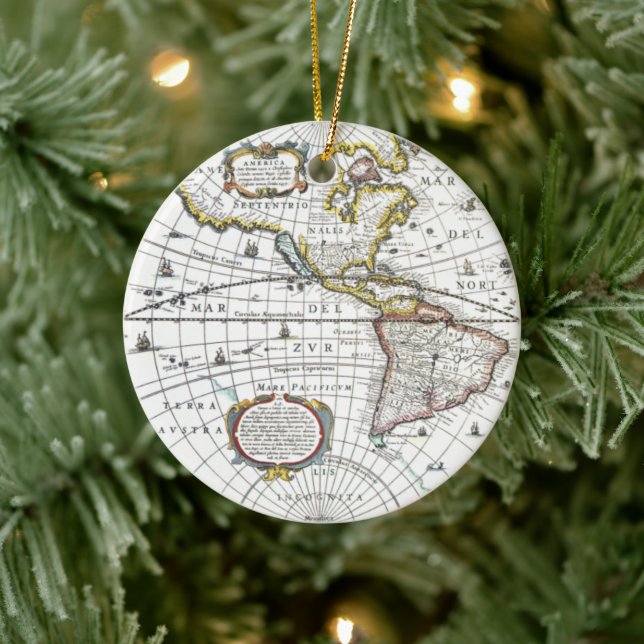 Antique World Map by Hendrik Hondius, 1630 Julgransprydnad Keramik (Träd)