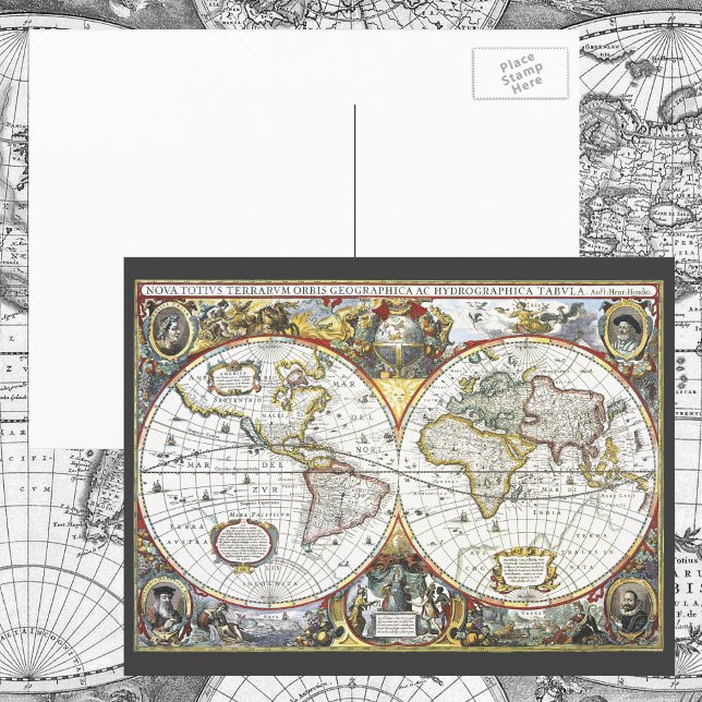 Antique World Map by Hendrik Hondius, 1630 Vykort (Skapare uppladdad)