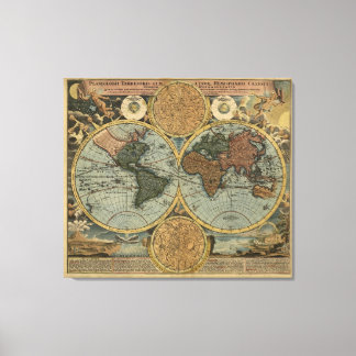 Antique World Map by Johann Baptist Homann, 1716 Canvastryck