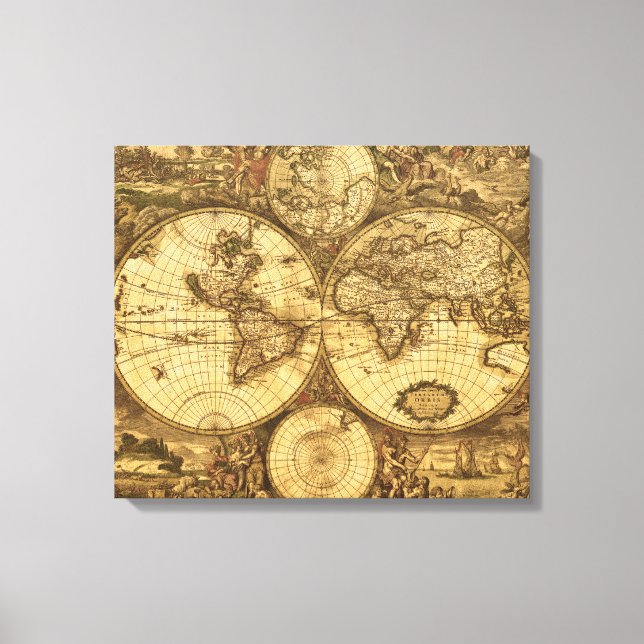 Antique World Map Canvastryck (Framsida)