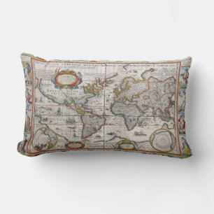 Antique World Map dekorativ kudde
