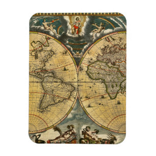 Antique World Map Distress #2 Magnet