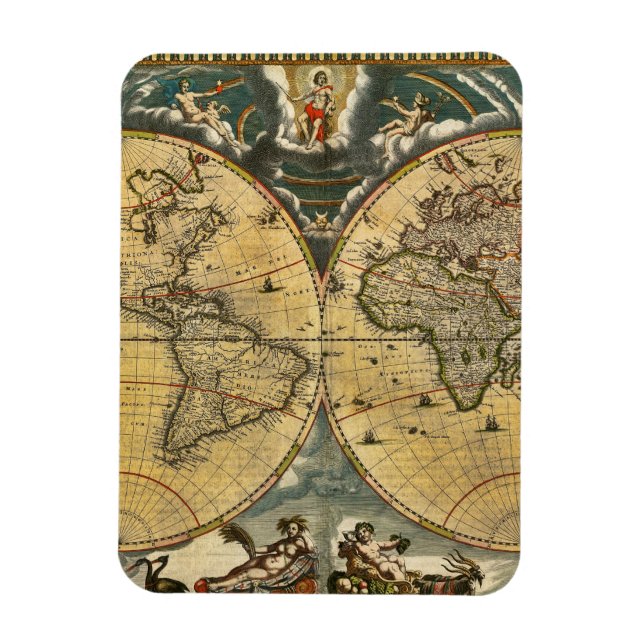 Antique World Map Distress #2 Magnet (Vertikal)