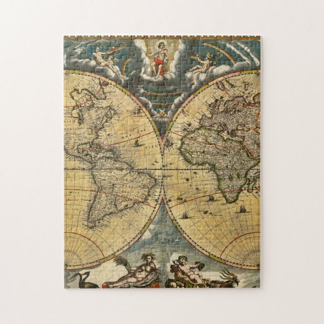 Antique World Map Distress #2 Pussel (Vertikal)