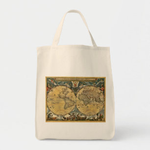 Antique World Map Distress #2 Tygkasse