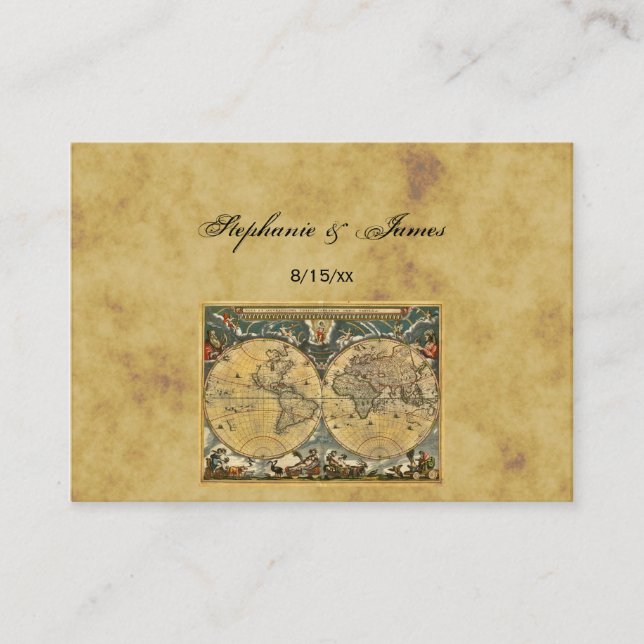 Antique World Map Distress #2A eskort Placeringskort (Framsida)