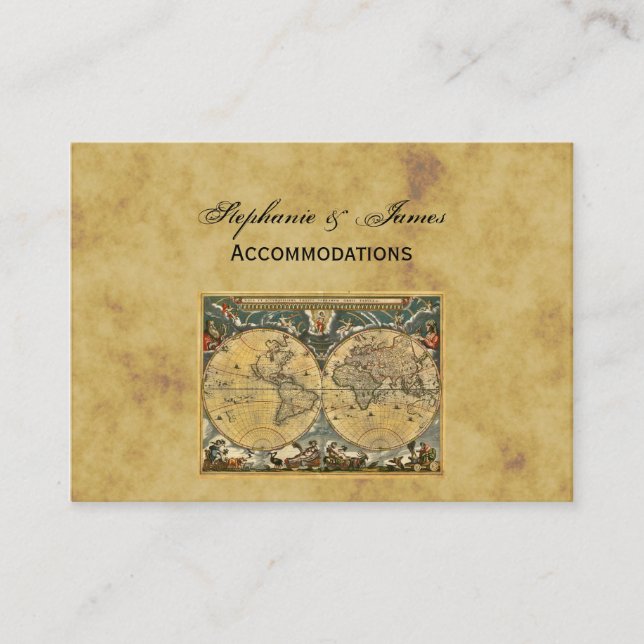 Antique World Map Distress BG-bostäder Tilläggskort (Framsida)