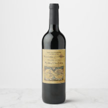 Antique World Map Distress BG Vin-etiketter